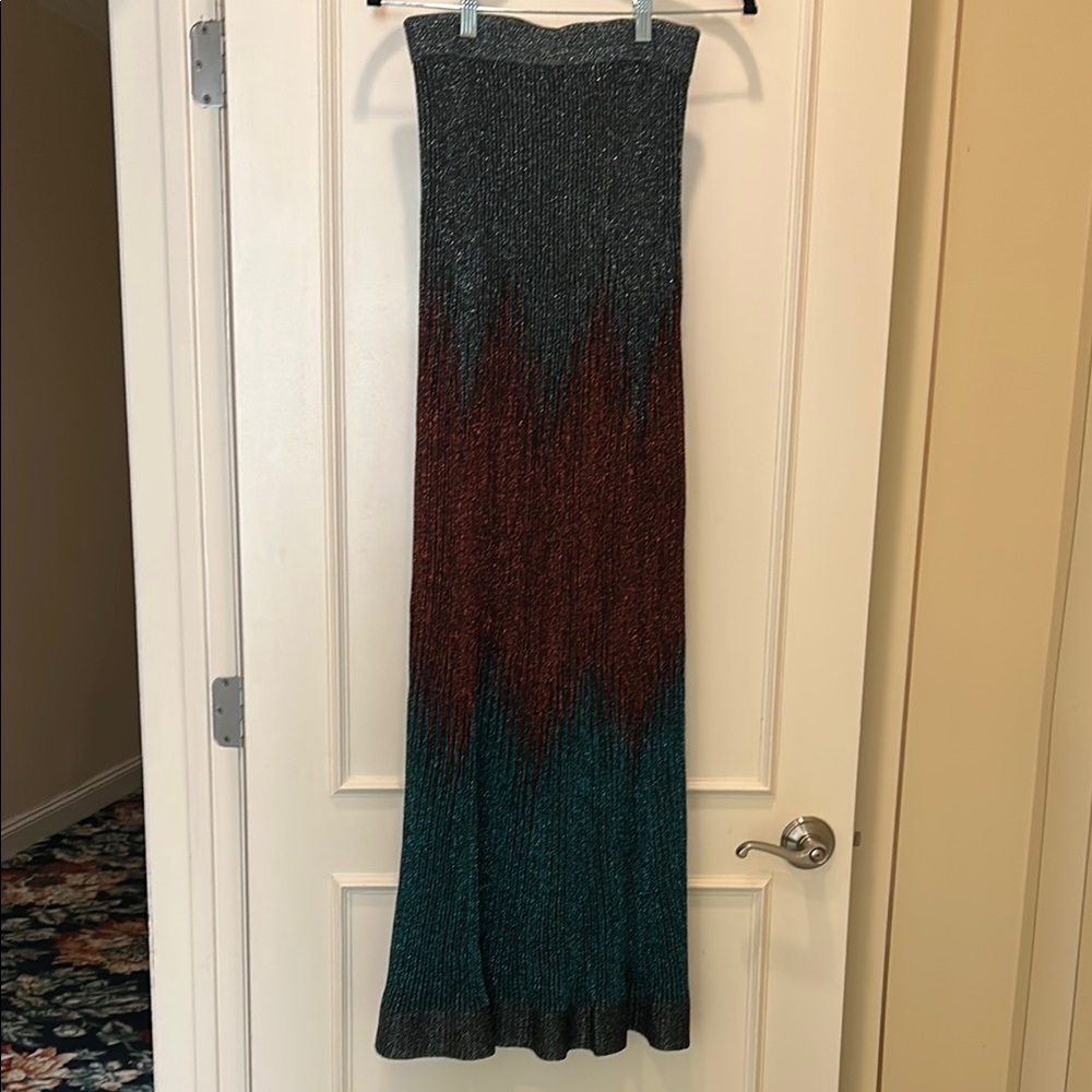 Missoni Multicolor metallic Knit Maxi Skirt brand new never worn rust/green 42 6
